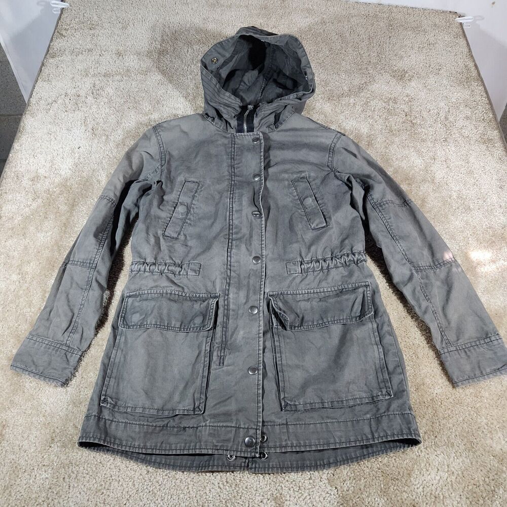 Gap Winter Warmth Gray Hooded Jacket Coat Size XS Fur Lined Hooded